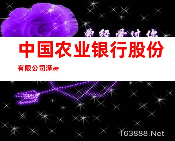 中国农业银行股份有限公司泽普县支行