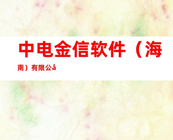 中电金信软件(海南)有限公司