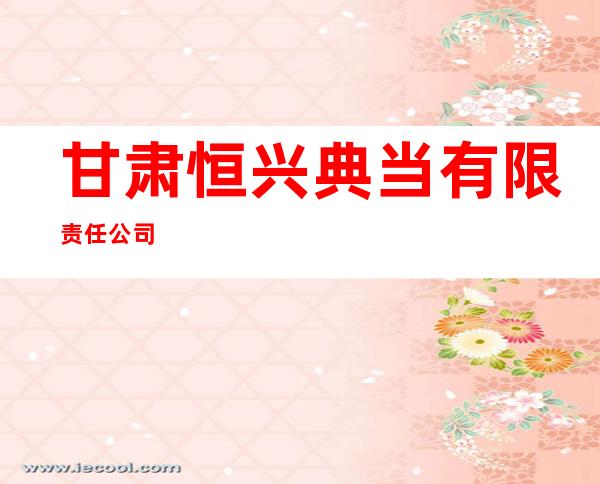 甘肃恒兴典当有限责任公司