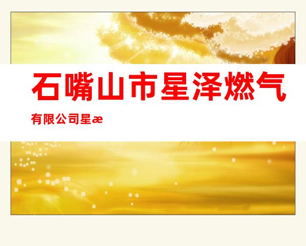 石嘴山市星泽燃气有限公司星海镇燃气事业发展部